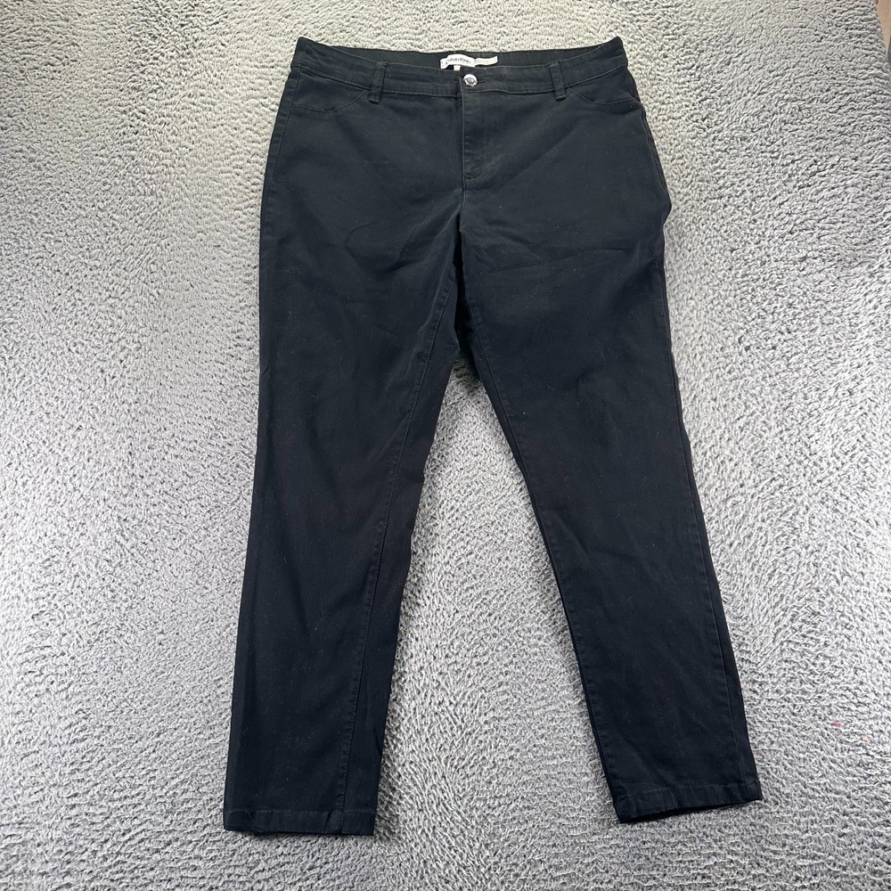 Calvin Klein Pant Womens 14 Black Cotton Chino Tapered‎ Preppy Business Career